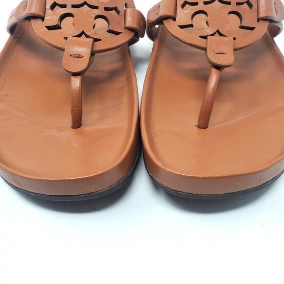 Tory Burch Miller Cloud Thong Sandals Calf Leather Aged Camello Brown Size 9.5 M - Picture 10 of 10